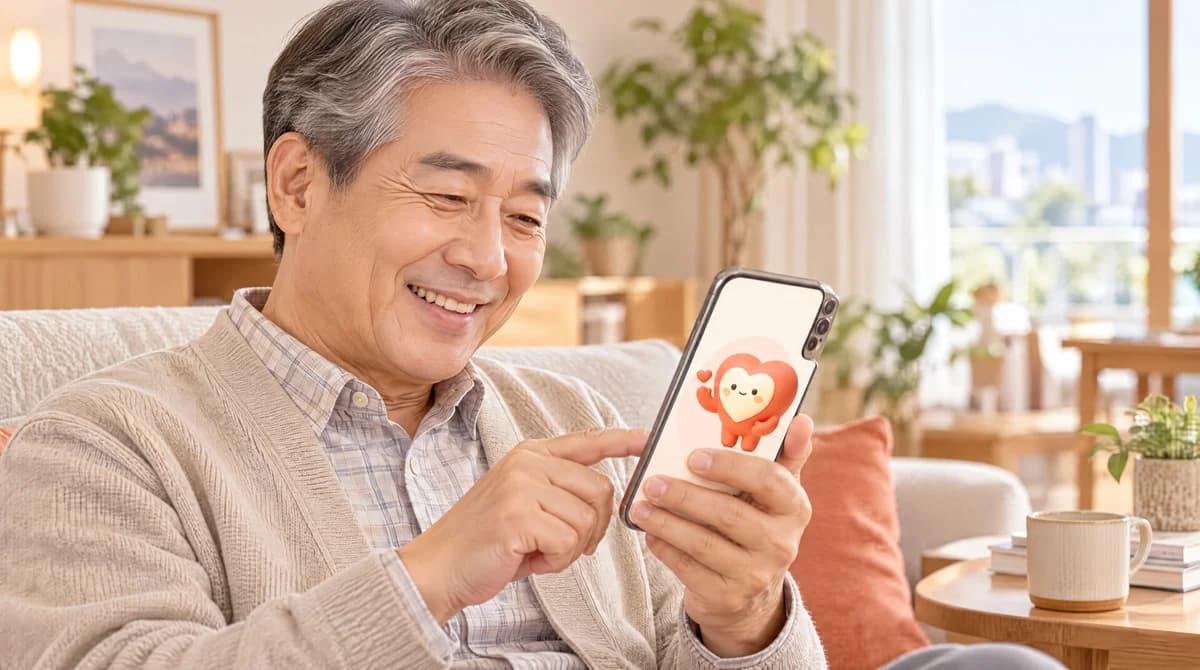 소파에서 편안하게 이음이와 이야기를 나누는 부모님